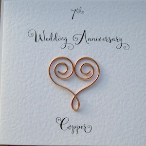 7th anniversary card copper 7 wedding anniversary card traditional handmade gift image 1