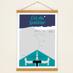 Tour de France print, Col du Galibier, bike poster A4, birthdaypresent