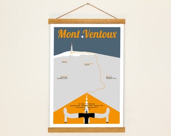Mont Ventoux Tour de France print, A4 Bike Poster, Birthdaypresent, Present for men, present for women