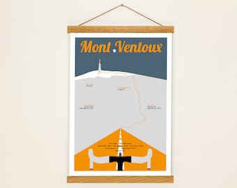 Mont Ventoux en France print, A3 Bike Poster, Birthdaypresent, Present for men, present for women