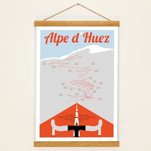 Póster bicicleta de carretera Regalo bicicleta Alpe d Huez Tour de Francia – DinA3