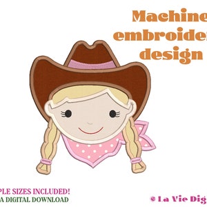 Embroidery applique design - kids applique design - Machine embroidery design file - kids applique design - cowgirl applique