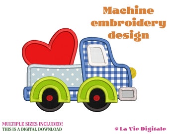 Embroidery applique design - kids applique design - Machine embroidery design file - applique design - pick up truck applique design