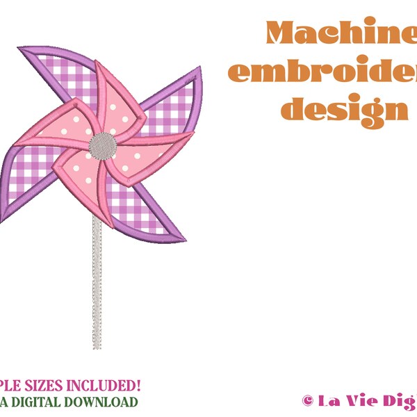 Embroidery applique design - kids applique design - Machine embroidery design file - kids applique design - wind mill applique