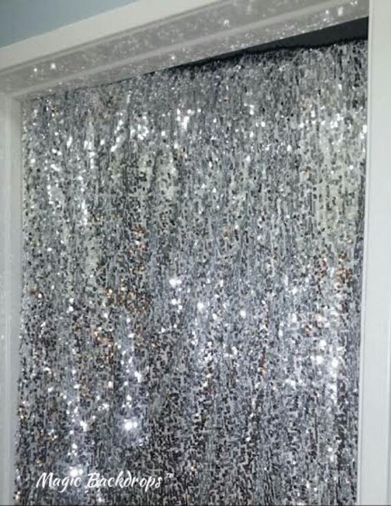 Christmas Party Sequin Backdrop Holiday Party Decorations Ugly Sweater Party Silver Bling Mistle Toe Garland Family Christmas Cards