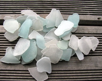 Bulk Genuine Sea Glass Light Aqua Blue White Sea Glass Bulk Beach Glass Wedding Glass Medium Wedding Decoration Jewelry supplies 50 pcs