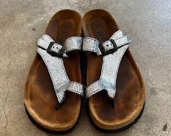 Naot Tahoe Silver Python Sandal Size 39 M