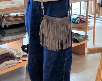 JJ Winters Vanessa Mini Taupe Suede Fringe Bag