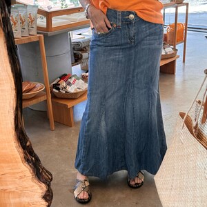 Mid length denim skirts religion discount