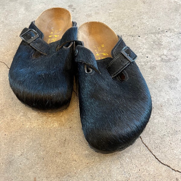 Papillio by Birkenstock Vintage Pony Hair Boston Clog Black 38