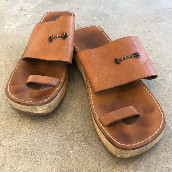 Henry Cuir For Barneys Ny Camel Wedge Sandal 38 5 Etsy