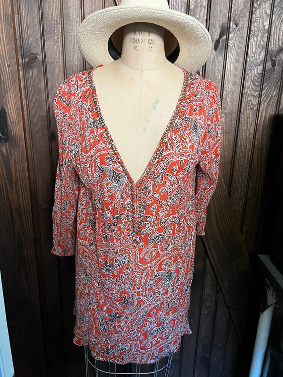 Joie a la Playa Printed Gauze Tunic Coverup Medium