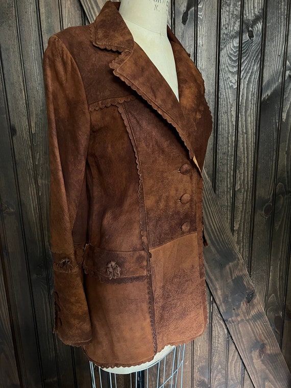 Anna Sui Vintage Rust Suede Western Jacket Size 6 - image 3