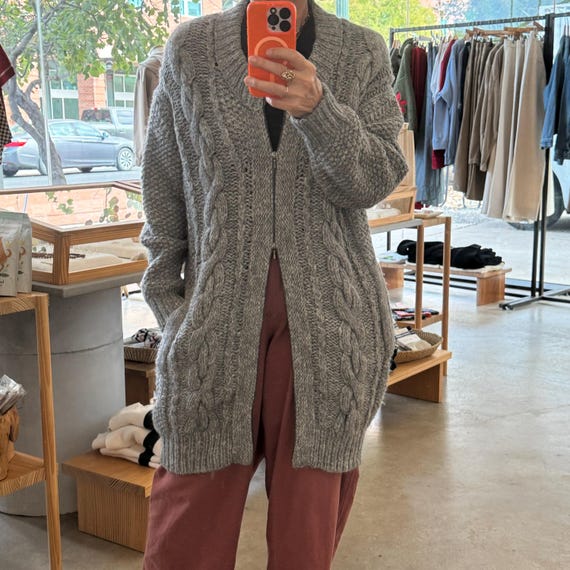 3.1 フィリップ リム オーバーサイズ グレー ニット セーター コート