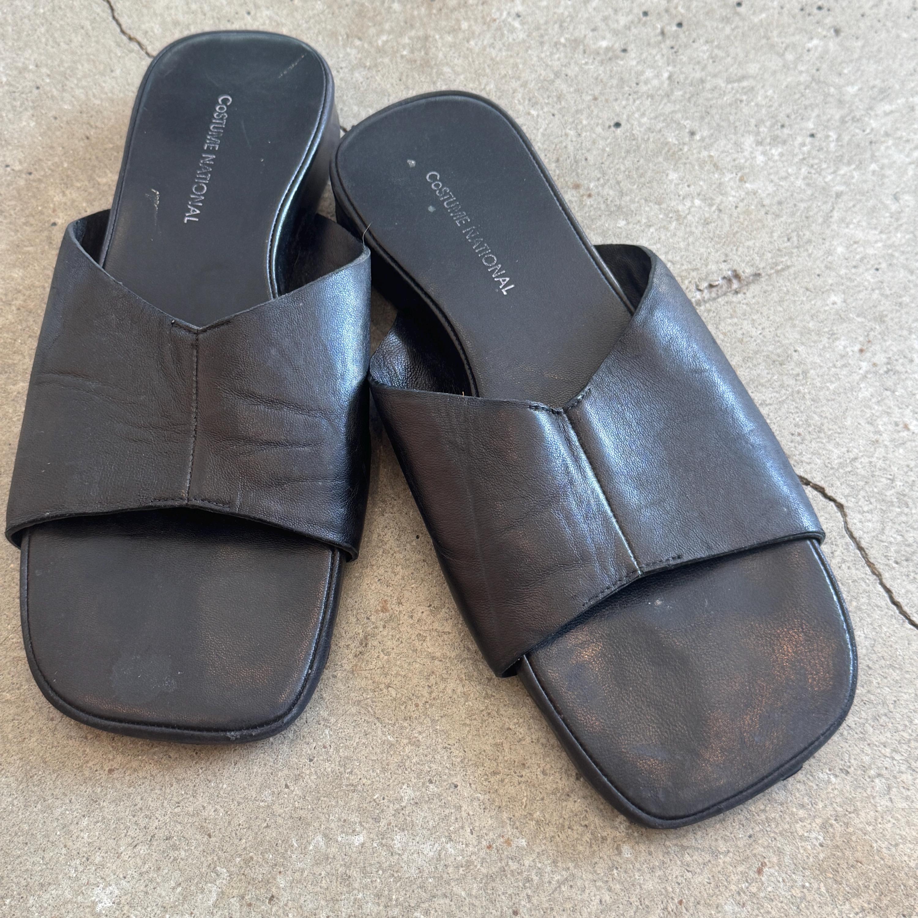Costume National Black Leather Slide 8.5 - Etsy display picture 3