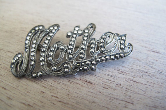 MOTHER Rhinestone Pin Vintage Sterling Silver - image 5