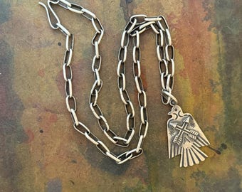 Dan Dodson Sterling Silver Hand Made Chain with Silver Thunderbird Amulet