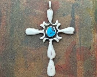 Türkis und Silber Kreuz von Navajo Künstler Marie Thompson