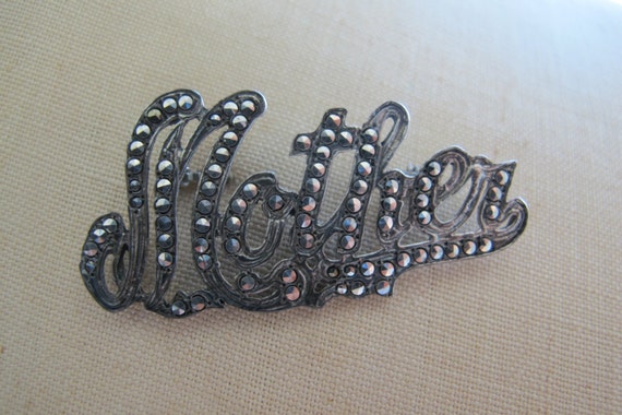 MOTHER Rhinestone Pin Vintage Sterling Silver - image 4