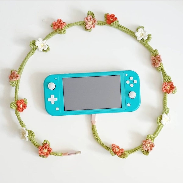 PATTERN - Crochet Phone Charger (with video tutorial), Make Your Own Crocheted Flower Chord