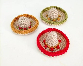 PATTERN - Mini Sombrero, Easy Crochet Guide, Dolls Clothes / Hat