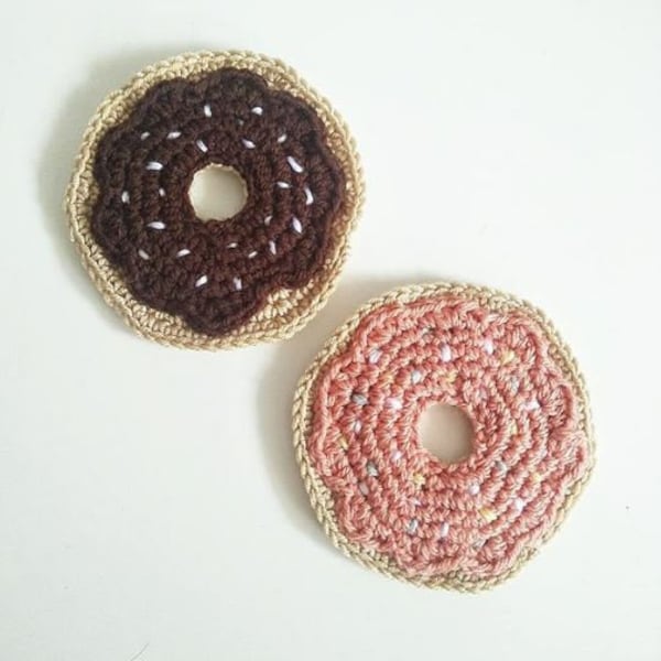 PATTERN - Crochet Donut / Doughnut Coaster, Easy Beginners Guide, Step by Step Instructions, Cute Cup Holder