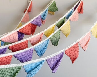 Crochet Flag Bunting (9m / 30ft), Rainbow Garland, Baby Decor