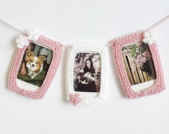 PATTERN - Polaroid Frame with Flowers, Crochet Photo, Cute DIY Gift Idea