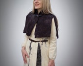 ECO FUR Short Cape Poncho Hand Felted, Wool and Fleece, Wearable art, Reversible