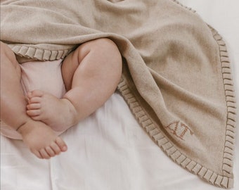 Personalised Baby Blanket, baby gift blanket, knitted baby blanket, new baby blanket, cashmere baby blanket, Unisex baby blanket,