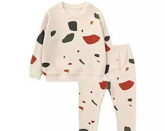 Traje de pijama de algodón peinado unisex, pijama para recién nacidos, pijamas para niños pequeños, conjunto de pijamas para bebés, conjunto de pijamas unisex