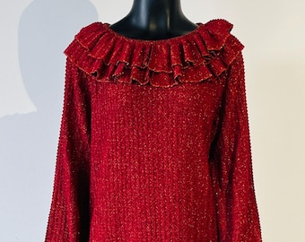 1980s Vintage MISSONI Dress with Frilled Neckline