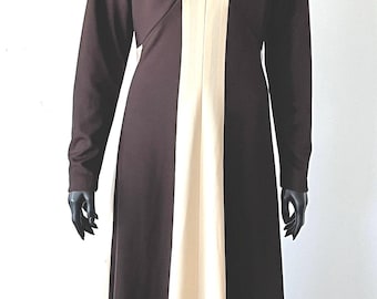 VINTAGE 1970S 2 TONE Panelled Maxi Dress