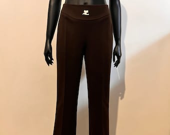 Vintage 70s Courrèges Flared Trousers: Chocolate Knit, Size Small