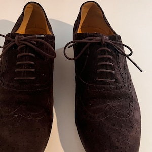 Vintage 2000er GUCCI braune Wildleder Schnür Brogue Schuhe