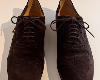 Vintage 2000s GUCCI Mens brown suede lace up brogue shoes