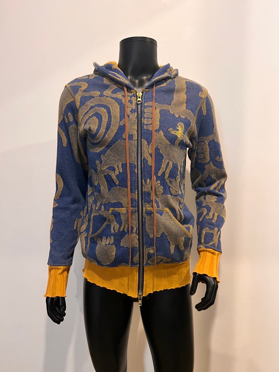 Vintage VIVIENNE WESTWOOD MAN Zip up Hoodie Top With All Over