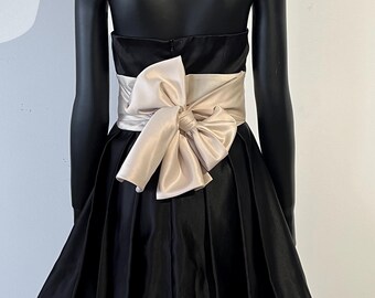 1990s Silk Party Dress with Bow and Bubble Hemline