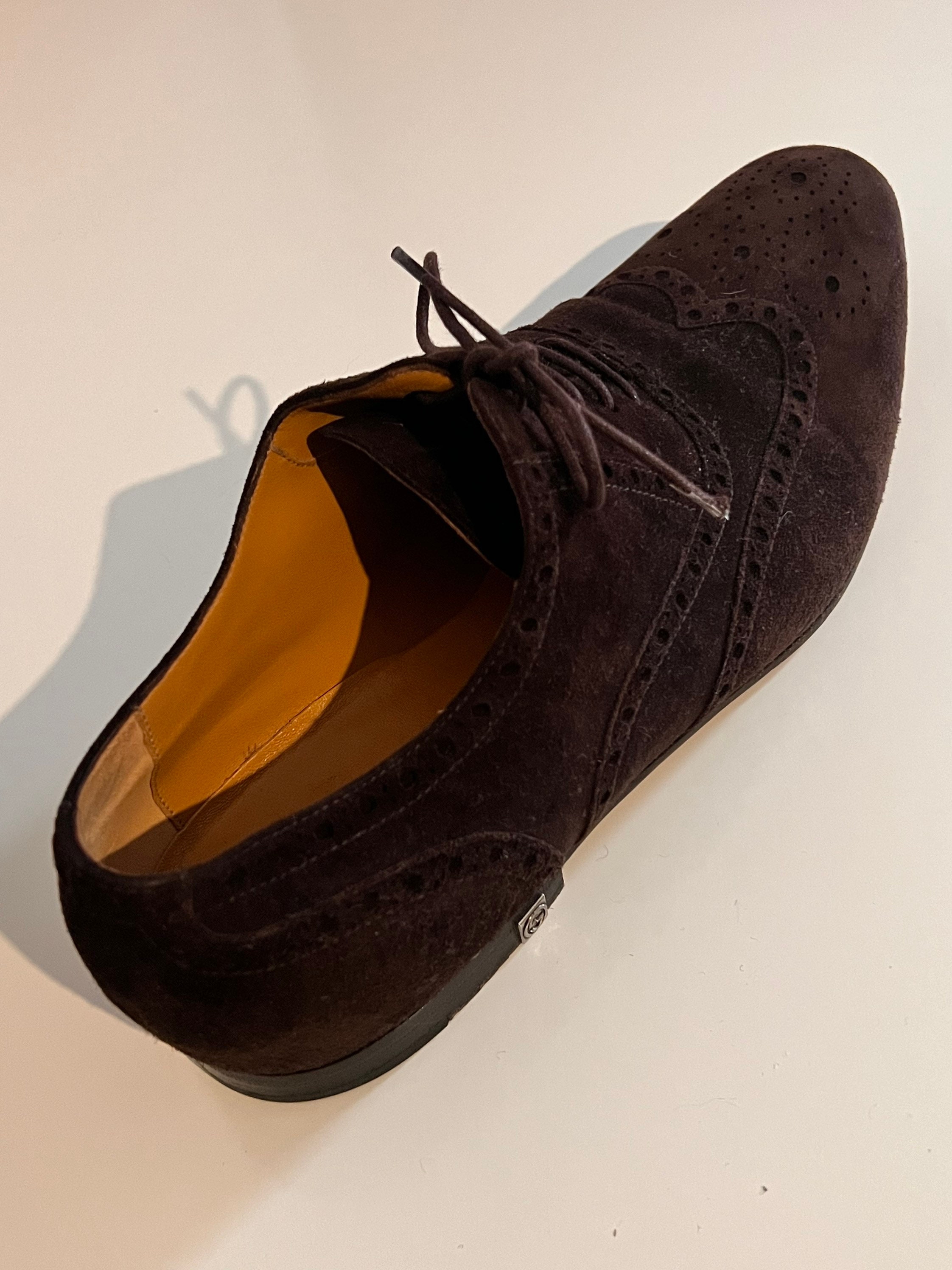 Vintage 2000s GUCCI Mens Brown Suede Lace up Brogue Shoes - Etsy display picture 3