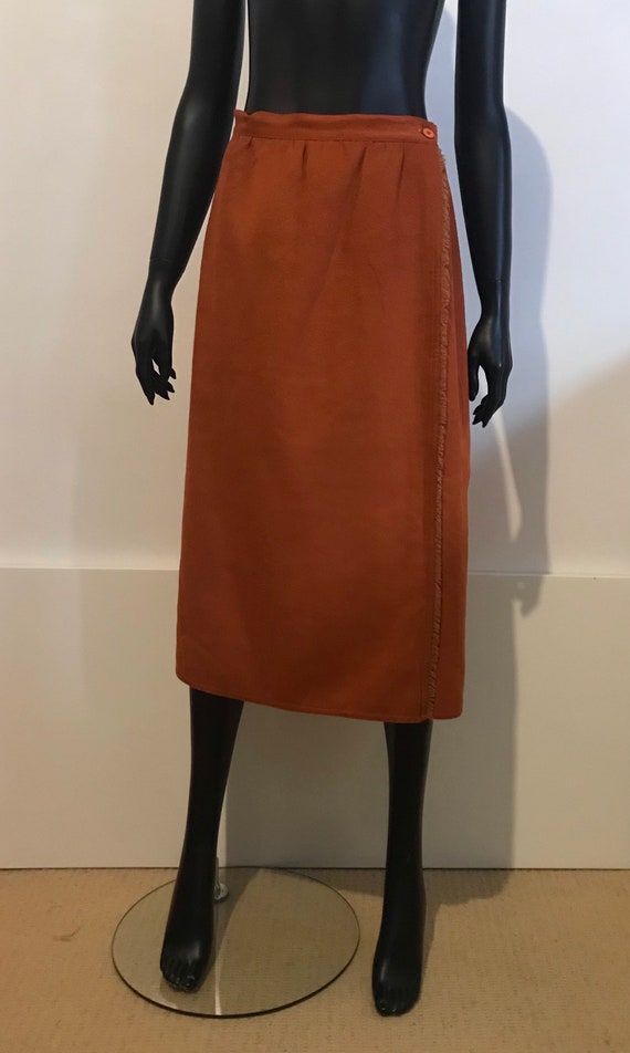 Vintage Complice wrap wool skirt with fringe deta… - image 1
