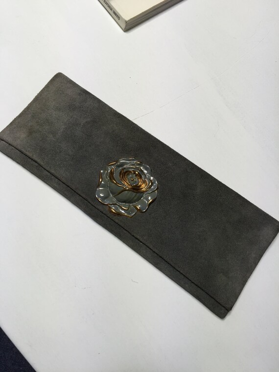 VINTAGE CLUTCH BAG Grey suede. Hand Made in Paris. By | Etsy