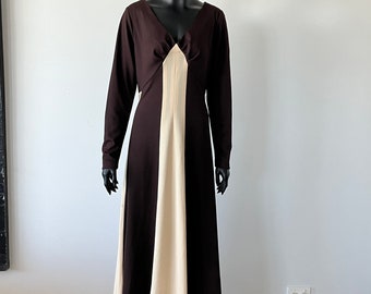 VINTAGE 1970S 2 TONE Panelled Maxi Dress