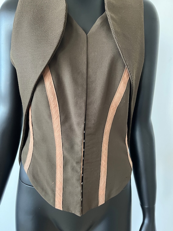 A F Vandevorst mocha brown saddle waistcoat with … - image 5