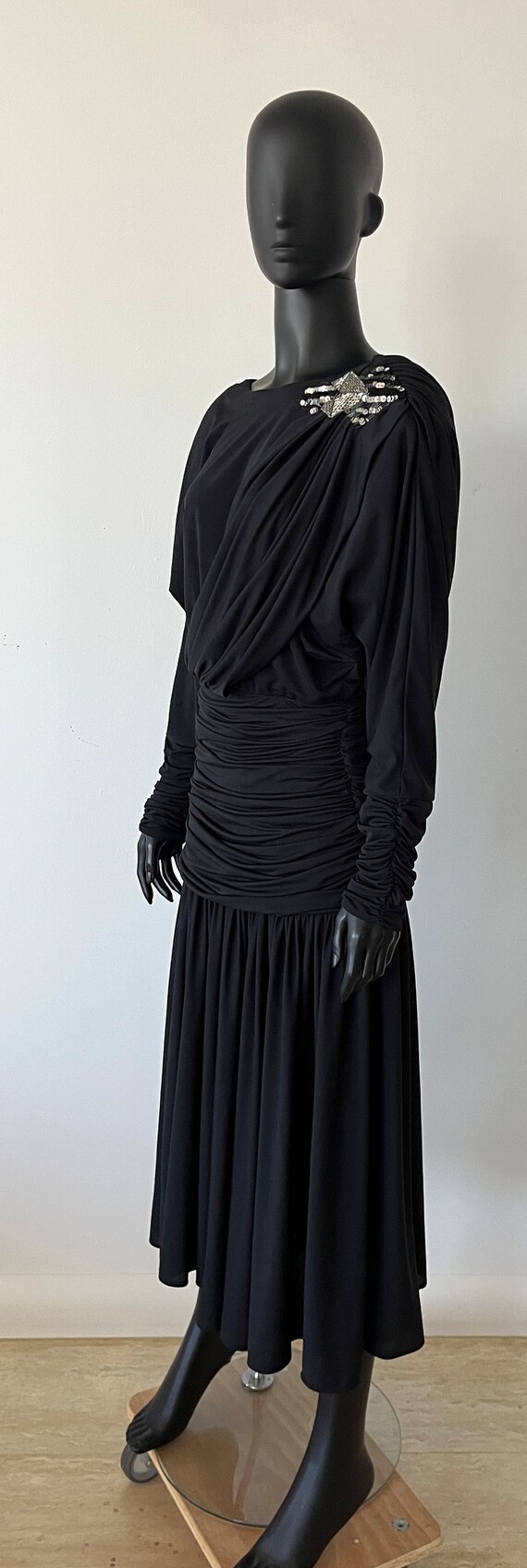 anthea crawford black dress Women's Velour Floor Length Gown in Black