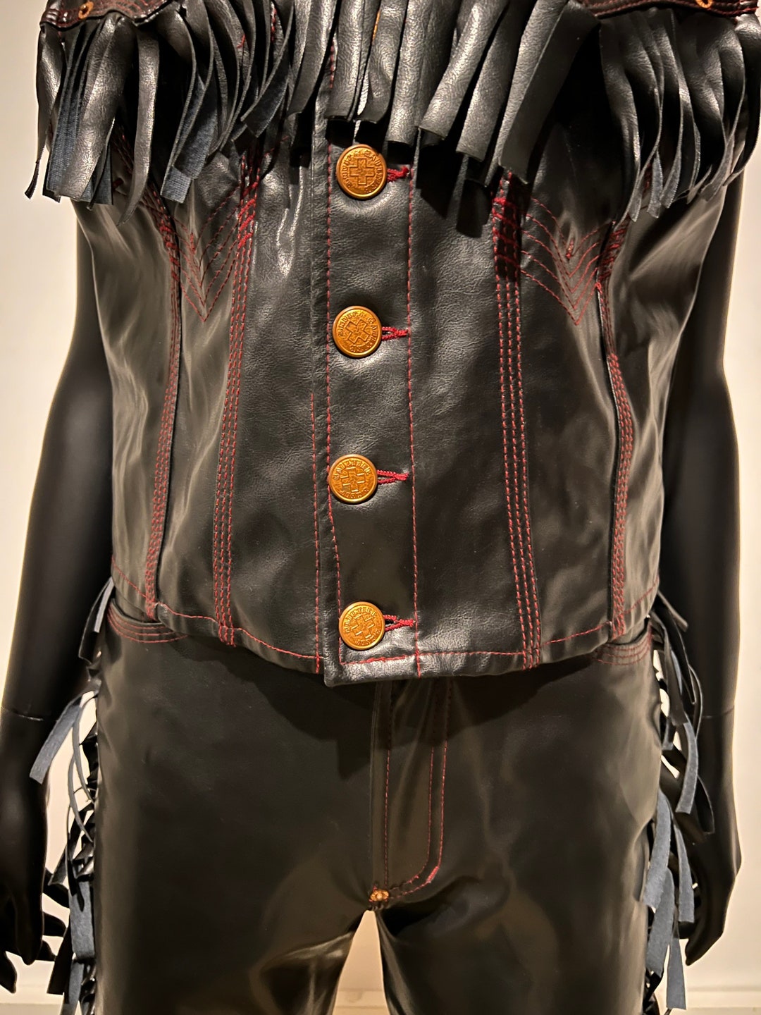 Jean Paul GAULTIER JEANS Vinyl Fringed Cowboy Pants and Vest