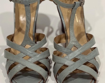 Vintage 1970’s Prue Acton pale blue block heel dress sandals