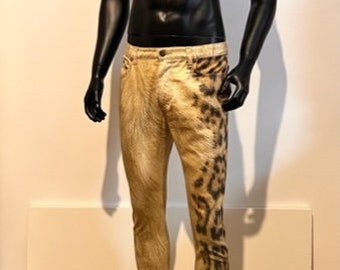 Vintage ROBERTO CAVALLI Y2K Leopard print sequin cropped jeans - Genderless