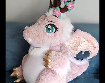 ¡Listo para enviar! Dragón de peluche de tamaño natural "Sakura", espíritu del bosque.