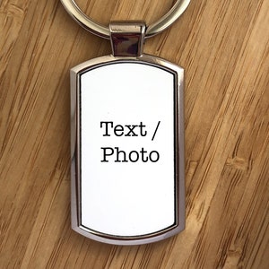 Rectangle Keyring Personalised with Text or Photo | Photo Keyring | photo keychain