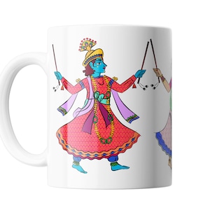 Hare Krishna Mug, Krishan Dancing, Krishna Gopi- Rass Lila * gratis verzending *